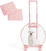 Peach VETRESKA Переноска для домашних животных с 2 ковриками, розовый чемодан для перевозки домашних живо