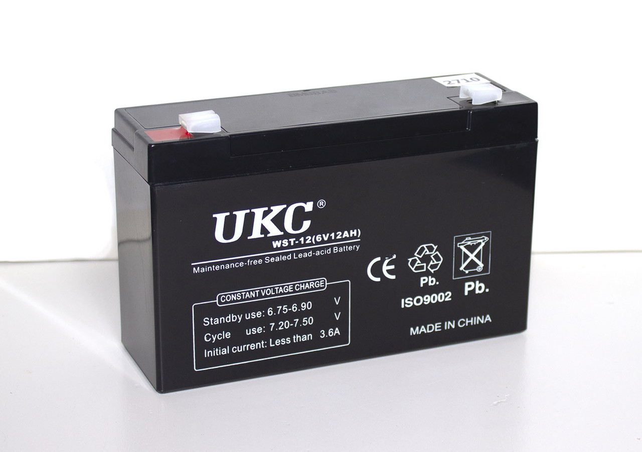 Акумулятор UKC WST-12 6V 12Ah SLA, свинцево-кислотний, 2023р.в.