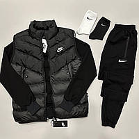 Спортивный набор Nike мужской жилет свитшот и штаны черный