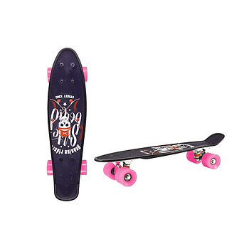 Дитячий скейт, пінні борд 22" SC20402 (RL7T) Skull, PU колеса, дека 56*15 cm (Рожевий)