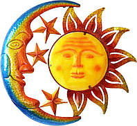 Style 3 BVLFOOK Sun Face Metal Wall Art Decor Outdoor Indoor, Sun Moon Star, металлические и стеклянные п