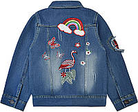 Джинсовая куртка Peacolate для девочек с вышивкой, пальто с радужной бабочкой, пальто на пуговицах, джинс