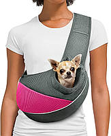 Pink - Grey S - Up to 5 lbs AOFOOK Dog Cat Sling Carrier, регулируемый мягкий плечевой ремень, с сетчатым