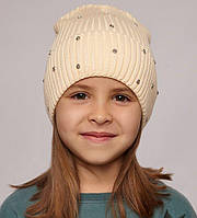 Детская шапка для девочки с удлиненной макушкой 54-56 весна-осень Персик