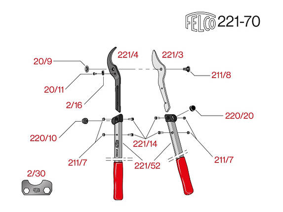 Змінна деталь Felco 221/4 (опорне лезо для сучкорізів Felco 221-70/80/90), фото 3