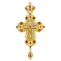 Крест православный из латуни позолоченный с принтом и вставками арт. 2.10.0093лп-2