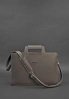 Женская кожаная сумка для ноутбука. Сумка женская для документов темно-бежевая