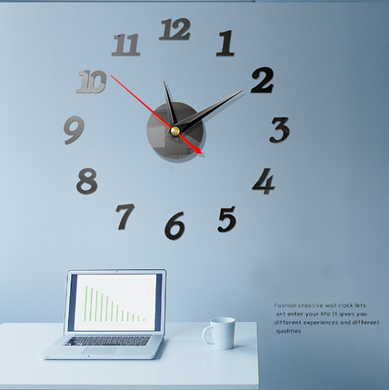 Великі настінні 3Д-годинники Timelike цифри 30 см, фото 2