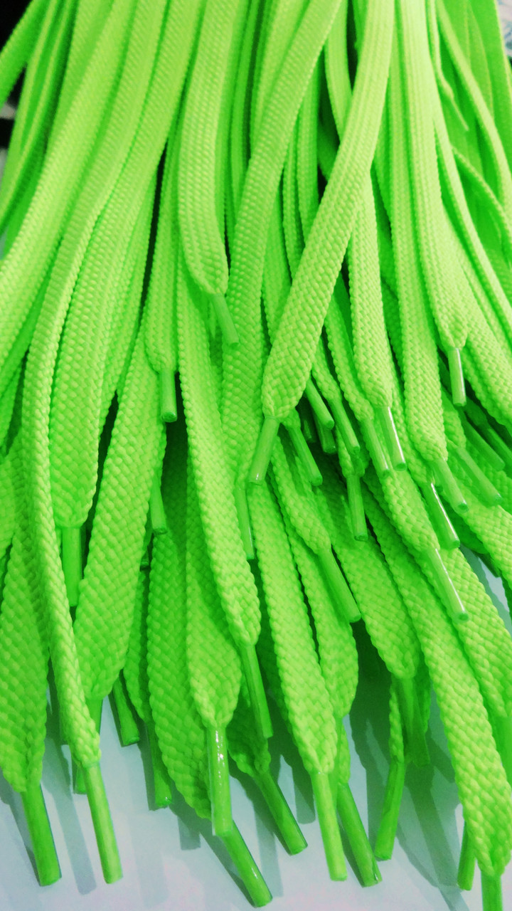 Шнурки плоскі 80 см. 9 мм.п.е.салатовий неон, фото 1