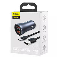 Автомобильное Зарядное Устройство Baseus + Type-C cable Golden Contactor Pro Dual Quick Charger Car Charger