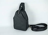 Кожаная сумка Слинг №1, натуральная кожа Итальянский краст, цвет Черный