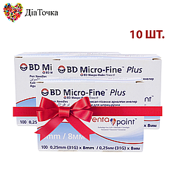 Голки для шприц-ручок BD Micro-Fine + "МікроФайн" 8 мм 100 шт. (10 упаковок)