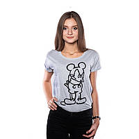 Футболка DISNEY Angry Mickey (Міккі) для жінок Сірий