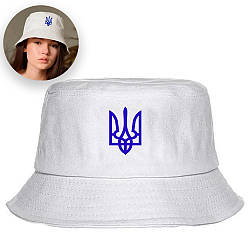 Панама для жінок бавовняна з гербом України (54-56 см) Біла / Патріотична панама / Літній капелюх