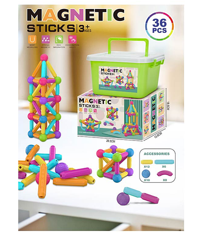 Магнітний конструктор Magnetic sticks, фото 1