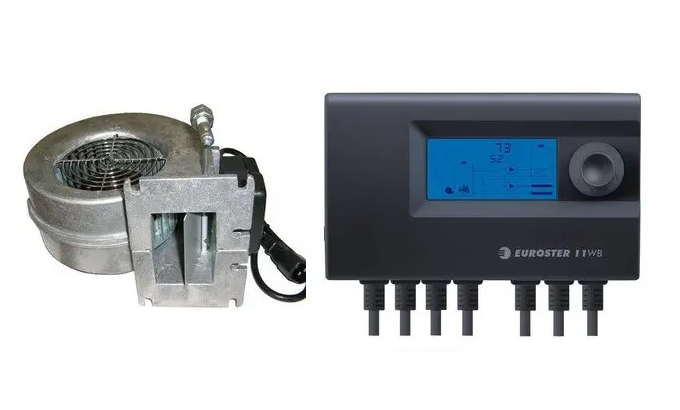 Электронная автоматика Euroster 11WB и турбина WAP 120 комплект для твердотопливного котла - фото 1 - id-p247409299