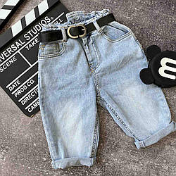 Шорти джинсові для дівчинки бриджі з ременем Блакитні 6215, 78, Блакитний, Для дівчаток, Літо, 110