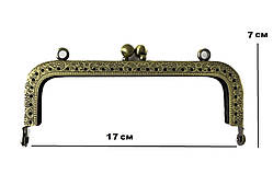 Металевий фермуар для сумки з тисненням, 17*7 см, бронза