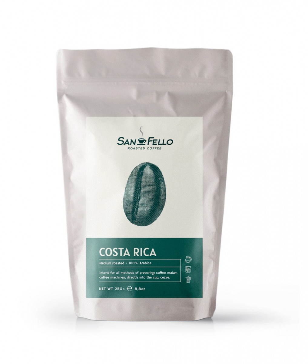 Арабика 100% (моносорт) Кофе в зернах свежая обжарка Costa Rica 250 грамм