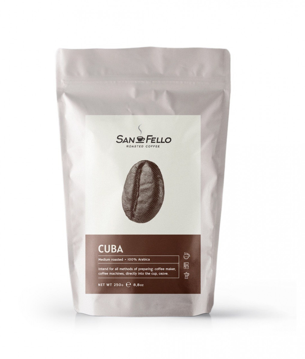 Арабика 100% (моносорт) Кофе в зернах свежая обжарка Cuba 250 грамм