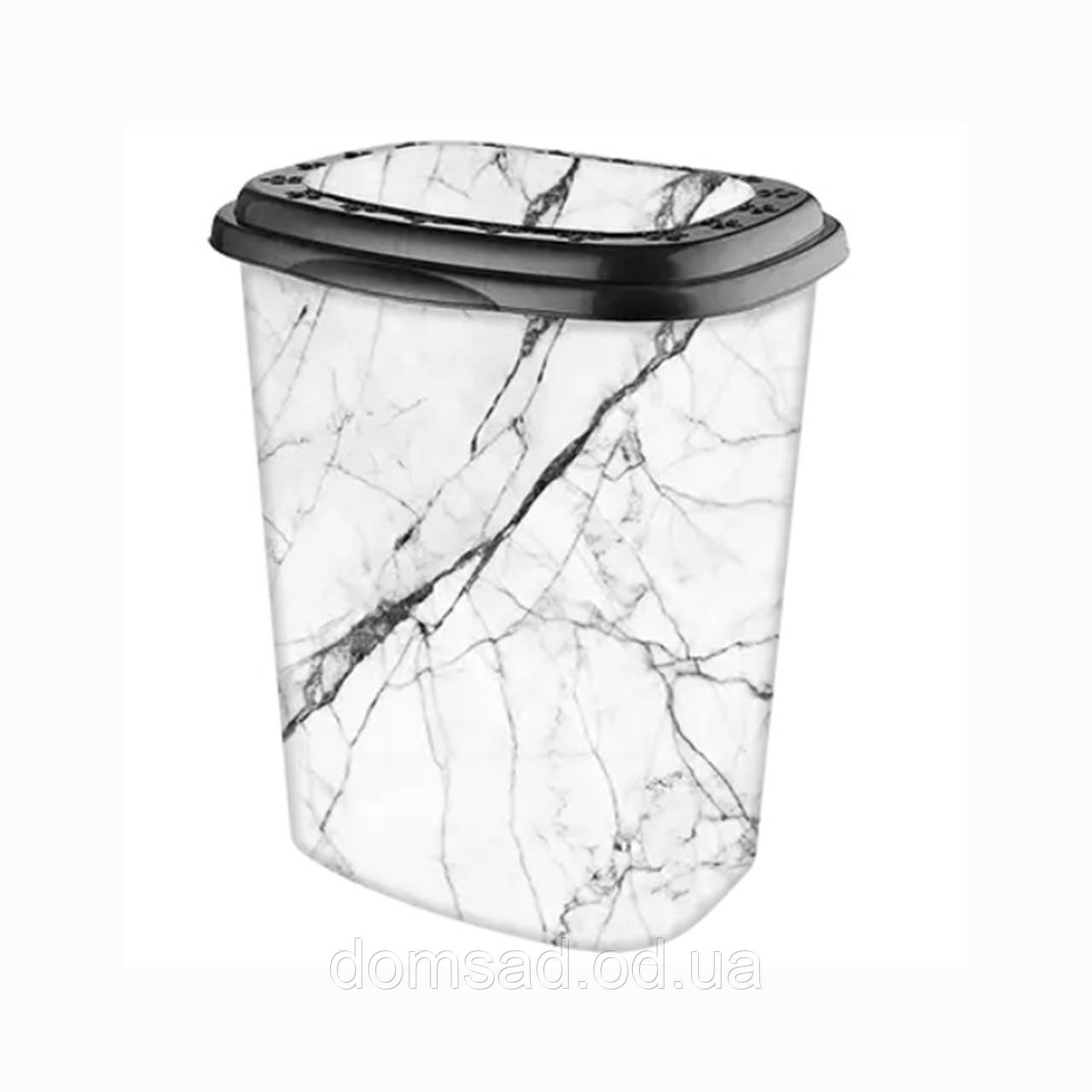 Кошик для білизни пластиковий Еліф (Elif) Білий мармур (White marble). 38х44х53