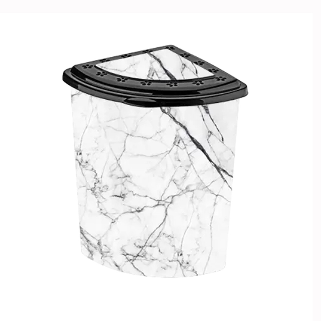 Кошик для білизни кутовий Еліф (Elif) Білий мармур (White marble). 40х53х55, фото 1