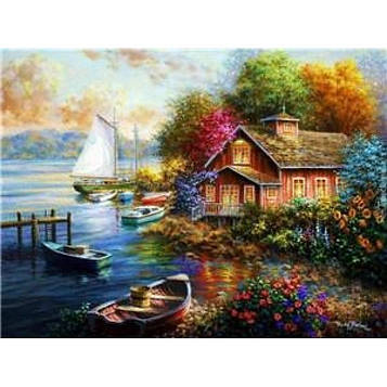 Картина за номерами 40х50 см DIY Будиночок біля озера (RSB8184)