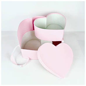 Коробка Серце 2-ярусна подарункова 26*23*21 см — рожеве