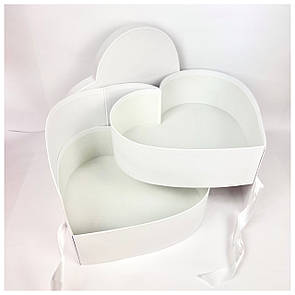 Коробка Серце велике 2х ярусна 36*33*21 см — біле