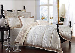 Комплект постільної білизни Bella Villa жаккард сатин з мереживом