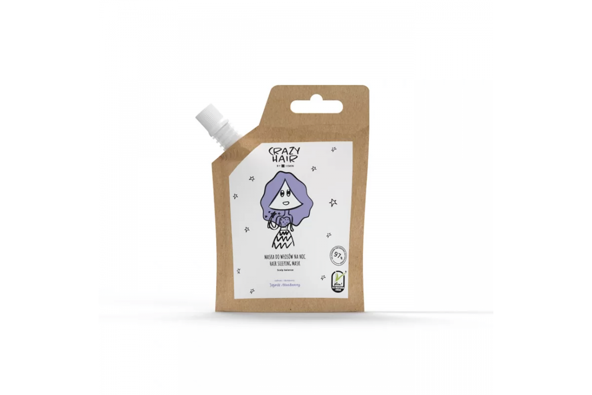 Нічна маска для волосся "Чорниця" HiSkin Crazy Hair PEH Balance Night Hair Mask Blueberry