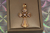 Крестик Xuping Jewelry ажурная середина с камнем ромб по центру 2.9 см золотистый
