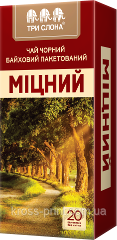 Чай чорний 1.5 г*20, пакет, "Крипкий", ТРІ СЛОНА