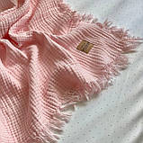 Плед Муслін Жатка з бахромою Пудра, фото 2