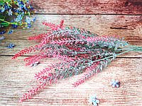 Букет вереску, (5 веток, длина 32 см), цвет КОРАЛЛОВЫЙ с присыпкой