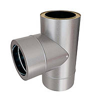 Трійник 90° для димоходу (сендвіч) нерж/оцинк 0.8 мм/0.5 мм Ø 110/170
