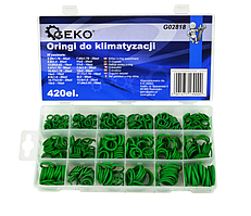 Набір ущільнювальних кілець для систем кондиціонування (зелених) 420 одиниць GEKO G02818