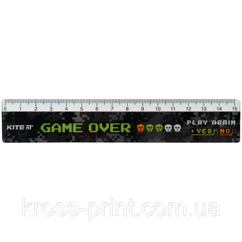 Лінійка пластикова, 15 см Game over