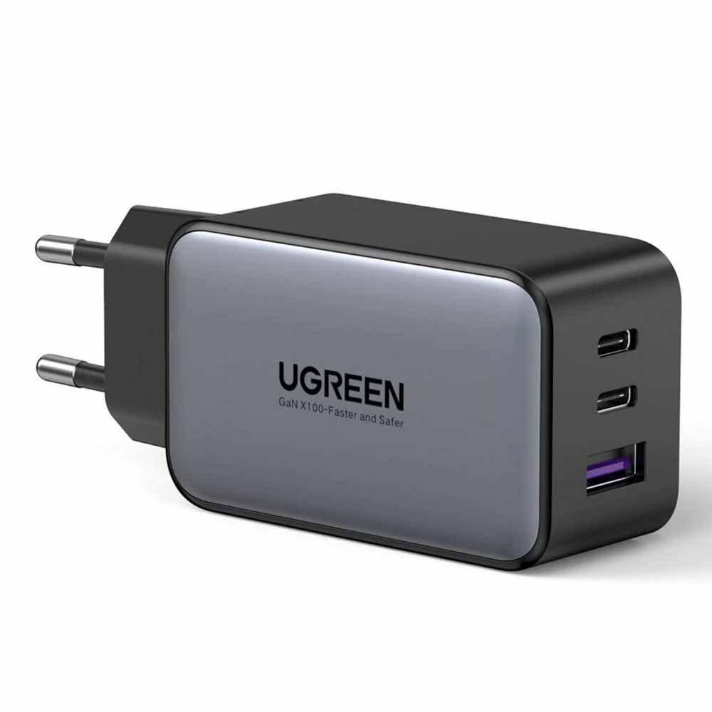 Мережевий зарядний пристрій UGREEN CD244 GaN Fast Charger  USB-A+2 xUSB-C 65W EU Сірий (10335)