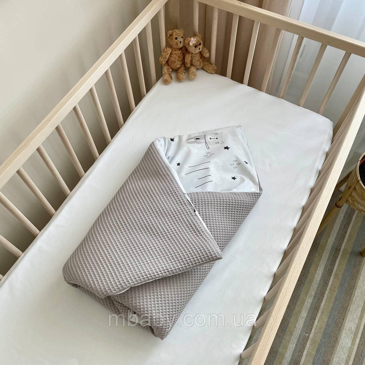 Плед- конверт з ковдрою Baby Dream Коти у хмарах сірі, фото 1