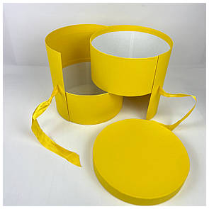 Кругла 2-ярусна подарункова коробка d=20 h=21 см жовта