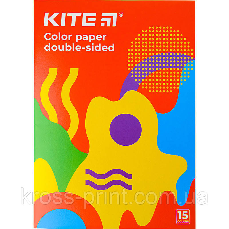 Папір кольоровий. (15 аркуш/15 колір), А4 Kite Fantasy