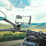 Тримач смартфона 4.5-7" для мотоцикла з кріпленням на дзеркало заднього виду Hoco CA119 Follow Black, фото 7