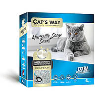 Бентонітовий наповнювач Cat's Way бірюзові гранули з ароматом марсельського мила, коробка 6л