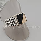 Чоловіча срібна каблучка печатка з золотом і оніксом 22,5 розмір, фото 5