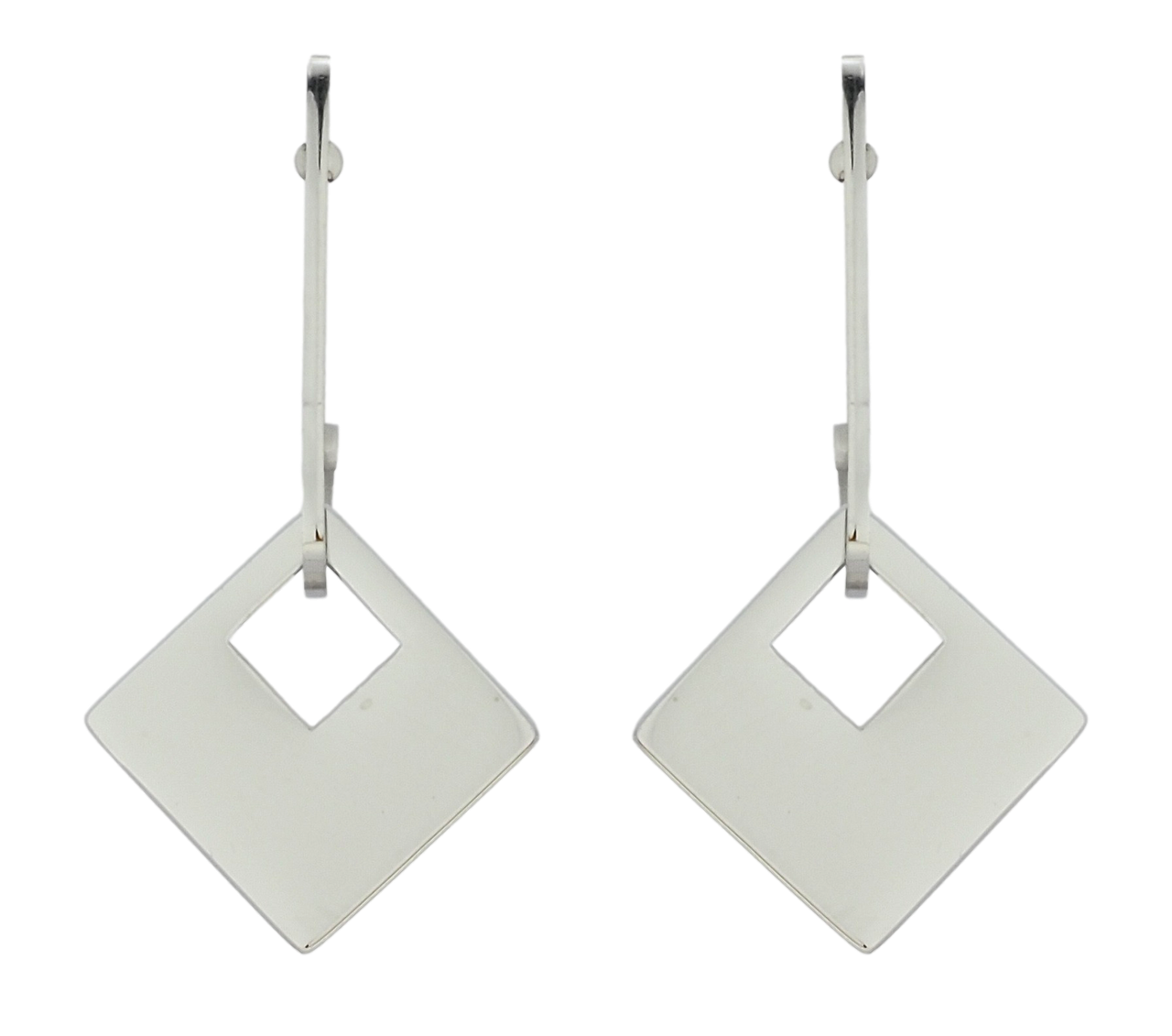 Сережки Xuping TTM Stainless Steel колір Родій пусети "Ромбові підвіски"