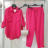 Костюм жіночий літній лляної штани та сорочка, фото 3