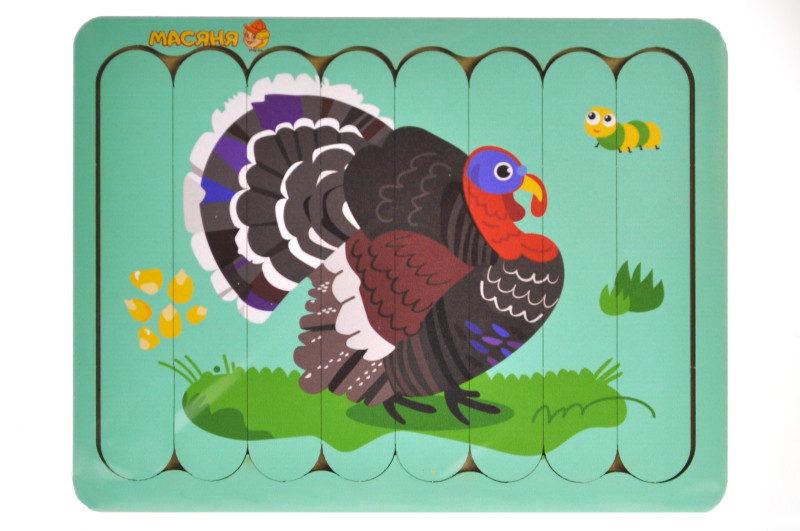 Дерев'яний пазл - вкладка з паличок  Індик 2421