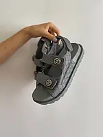 Chanel Sandals Grey Leather Premium