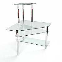 Компьютерный стеклянный стол Фемида столешница стекло прозрачная 900х900х1300 мм (БЦ-Стол ТМ)
